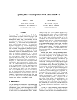 Opening The Source Repository With Anonymous CVS