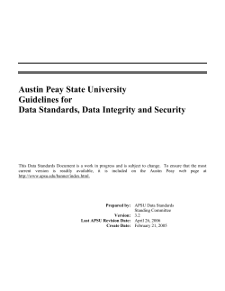 Austin Peay State University Guidelines for Data Standards, Data