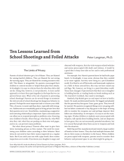 Ten Lessons Learned from School Shootings and Foiled Attacks