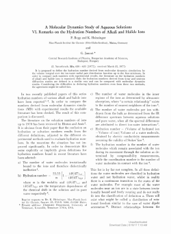 AM olecular D ynam ics Study of A queous Solutions V I