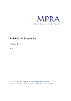Behavioral Economics - Munich Personal RePEc Archive