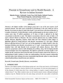 Fluoride in Groundwater and its Health Hazards: A