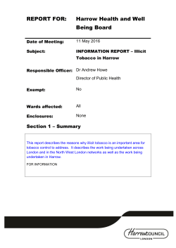 INFORMATION REPORT - Illicit Tobacco in Harrow