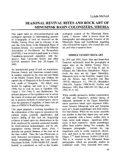 Seasonal Revival Rites and Rock Art of Minusinsk Basin Colonizers