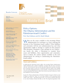 Policy Options: The Obama Administration and the Palestinian