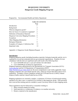 Shipping - Dangerous Goods Shipment Program