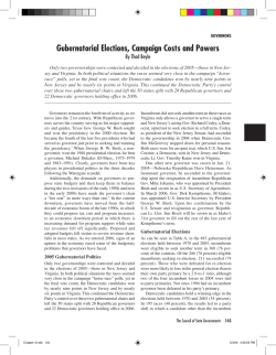 Gubernatorial elections, Campaign Costs and Powers