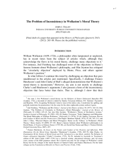 The Problem of Inconsistency in Wollaston`s Moral Theory