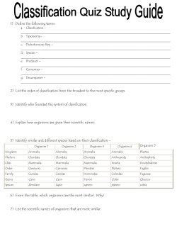 1) Define the following terms: 2) List the order of classification from