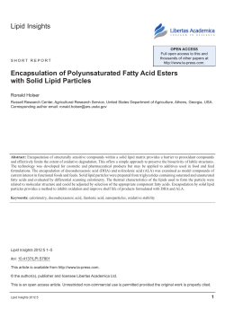 Lipid Insights encapsulation of polyunsaturated Fatty Acid esters