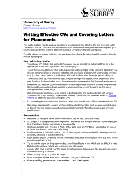 CVs and Covering Letters