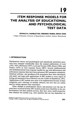 item response models for the analysis of educational and