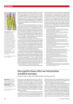 M. McKee and D. Stuckler. 2010. How cognitive biases affect our