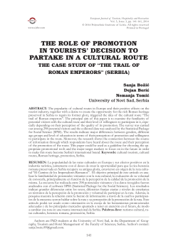 the role of promotion in tourists` decision to partake in a cultural route