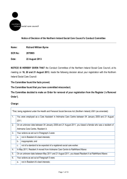 Notice of Decision of the Northern Ireland Social Care Council`s