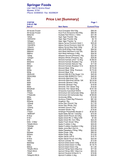 Springer Foods Price List [Summary]