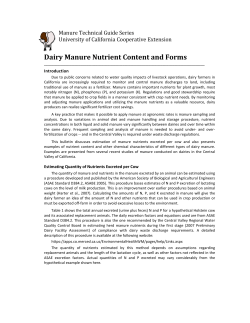 Dairy Manure Nutrient Content and Forms