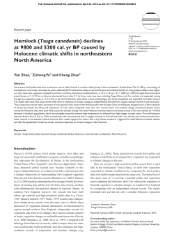 Hemlock (Tsuga canadensis) declines at 9800 and 5300 cal. yr BP