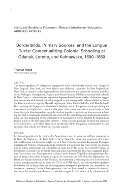 Borderlands, Primary Sources, and the Longue Dur&eacute;e