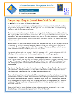 Master Gardener Newspaper Articles Composting: Easy to Do and