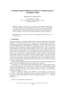 Predicting Linguistic Difficulty by Means of a Morpho