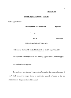 1 CRI/T/44/2000 IN THE HIGH COURT OF LESOTHO In the