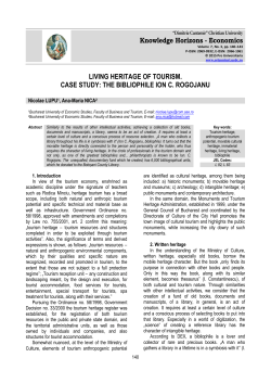 Knowledge Horizons - Economics LIVING HERITAGE OF