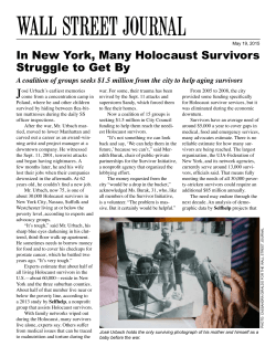In New York, Many Holocaust Survivors Struggle to Get By
