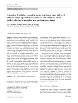 Exploring frontal asymmetry using functional near
