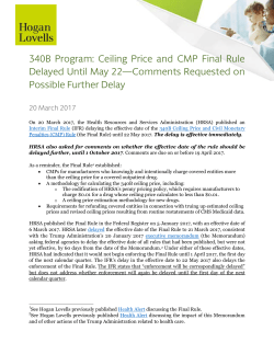 340B Program: Ceiling Price and CMP Final Rule Delayed Until May