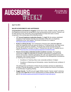 April 16, 2012 MAJOR ACHIEVEMENTS AND HAPPENINGS