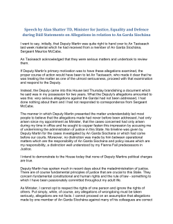 Speech by Alan Shatter TD, Minister for Justice, Equality and