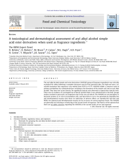 A toxicological and dermatological assessment of aryl alkyl alcohol