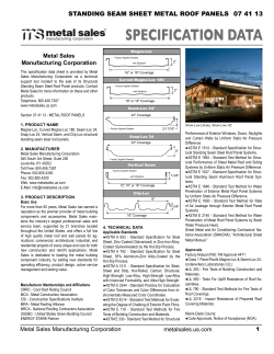 Specification Data Sheet - Metal Sales Manufacturing Corporation