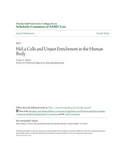 HeLa Cells and Unjust Enrichment in the Human Body