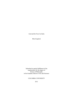 God and the Novel in India Bina Gogineni Submitted in partial