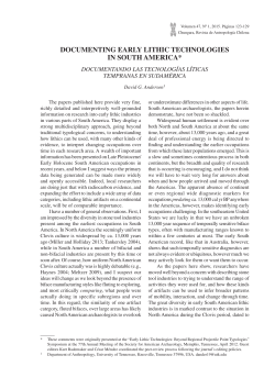 DOCUMENTING EARLY LITHIC TECHNOLOGIES IN SOUTH