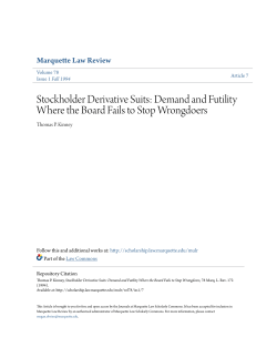 Stockholder Derivative Suits: Demand and Futility Where the Board