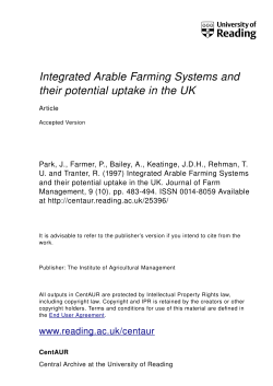 Integrated Arable Farming Systems and their potential uptake in the
