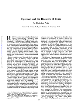Tigerstedt and the Discovery of Renin