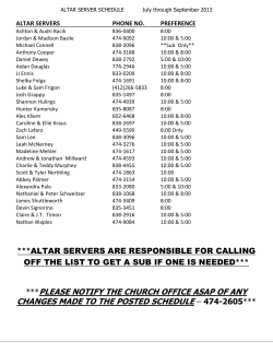 please notify the church office asap of any changes made to the