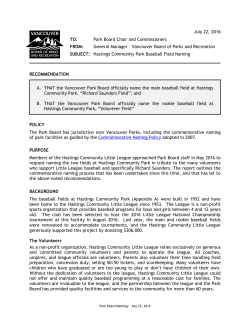 Hastings Community Park Baseball Field Naming