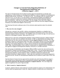 Changes to Colorado Rules Regarding Definition of Developmental