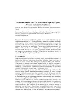 Determination of Castor Oil Molecular Weight by Vapour Pressure