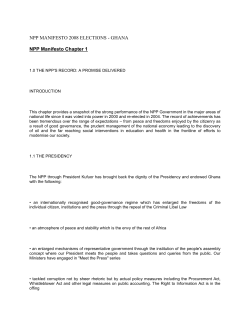 NPP MANIFESTO 2008 ELECTIONS