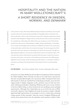 hospitAlity ANd the NAtioN iN mAry wollstoNecrAFt`s A Short