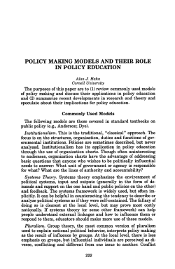 policy making models and their role in policy