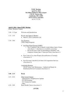 April 2016 NUBC Meeting Tentative Agenda Updated as of 3/31/16