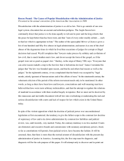 Roscoe Pound: The Causes of Popular Dissatisfaction with the