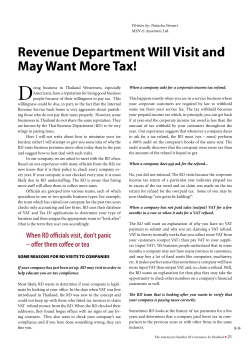 Revenue Department Will Visit and May Want More Tax!